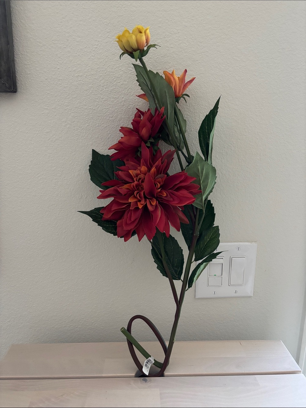 Pottery Barn Artificial Red and Yellow Dahlia Stem